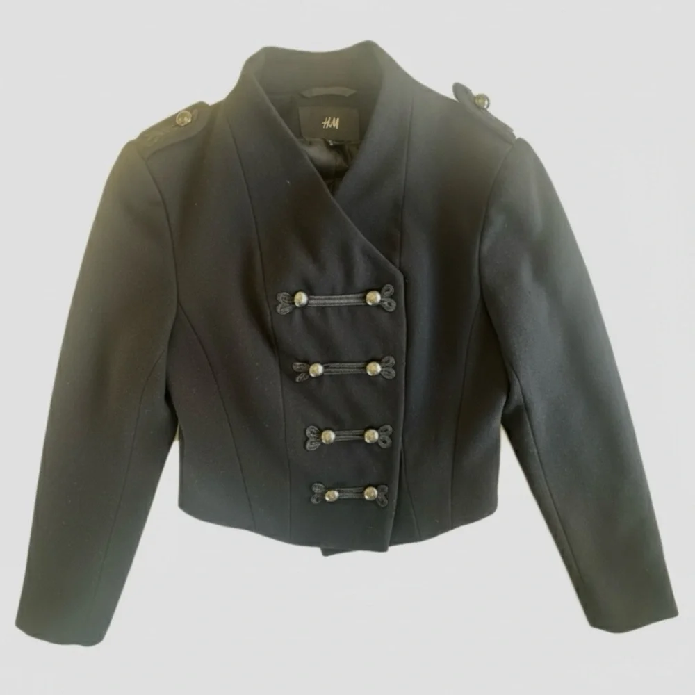 H&M Military Inspired Black Jacket Blazer 6